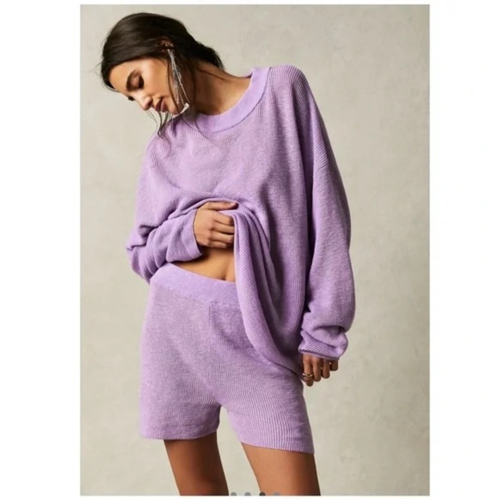 Free People Beach Malibu Solid Surf Matching Set in Lilac Fizz Size L